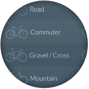 Choice of bike in app